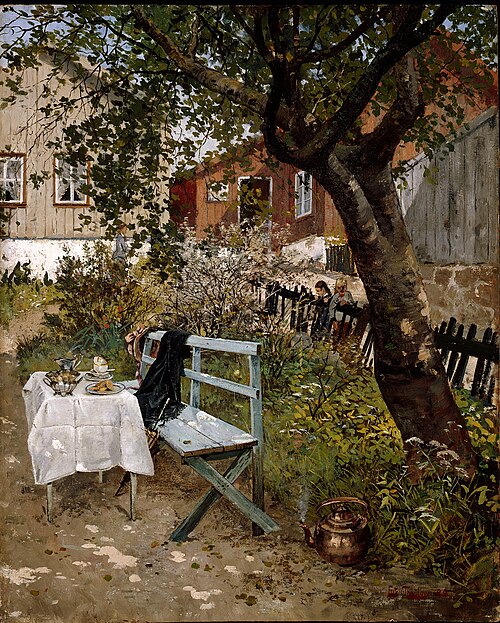 Sommerdag i hagen, 1880, Frits Thaulow