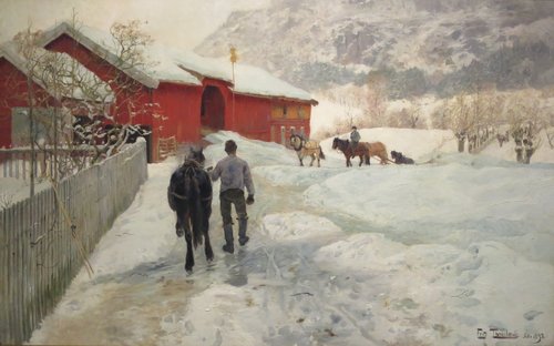 Timber Haulers returning Home, 1892, Frits Thaulow