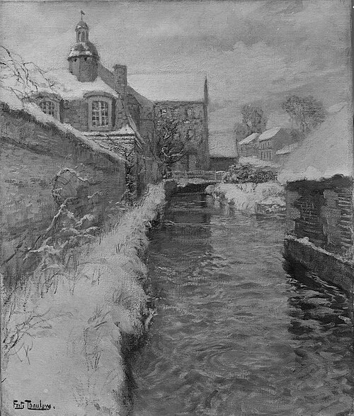 Snow-covered Buildings along a Canal, , Frits Thaulow