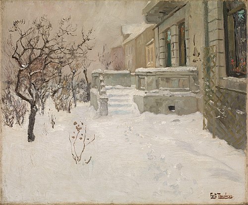 Havetrapp i sne, 2000, Frits Thaulow