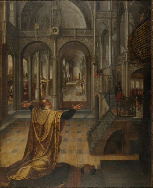 Solomon prays in the temple, 1611, Izaak van den Blocke