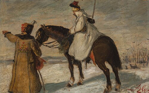 An Uhlan and a Peasant, 1879, Mikoláš Aleš