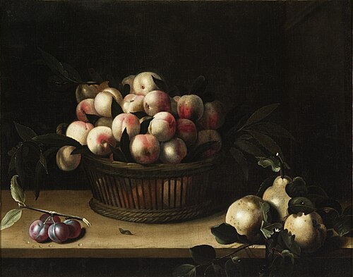 Basket of Peaches, with Quinces, and Plums, 1641, Louise Moillon