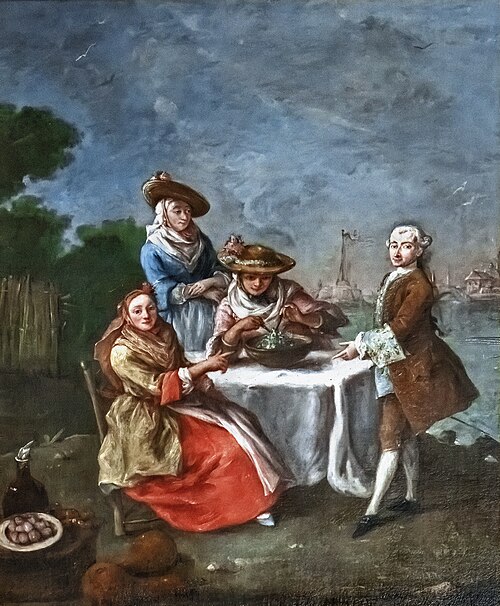 Dans les jardins de la lagune, 1760, Pietro Longhi