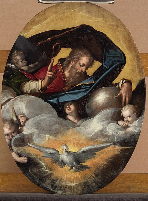God the Father with the Holy Ghost and angels, 1582, Bartholomeus Spranger