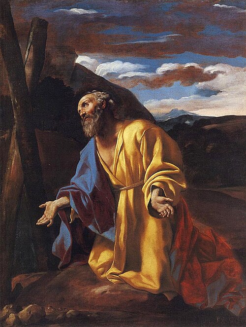 Der Heilige Andreas, vor dem Kreuz kniend, 1637, Giovanni Lanfranco