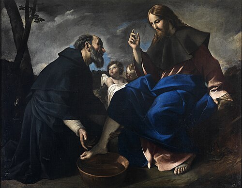 Saint Augustine washing the feet of Christ, 1636, Giovanni Lanfranco