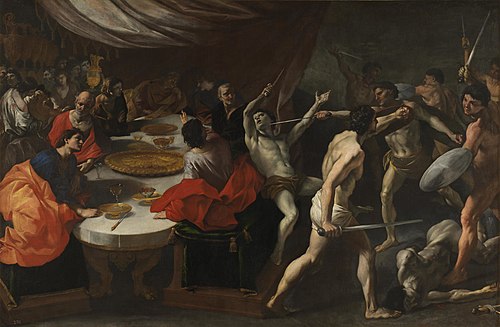 Gladiators at a Banquet, 1638, Giovanni Lanfranco