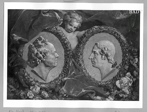 two reliefs: the heads of Glück and Weber, 1881, Friedrich August von Kaulbach