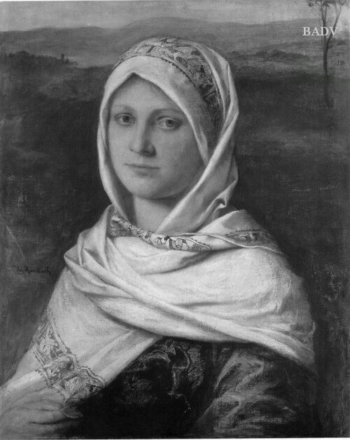 Weibliches Bildnis mit weißem Kopftuch, 1892, Friedrich August von Kaulbach