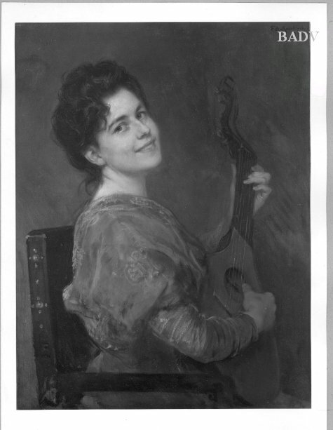 girl playing the lute, 1898, Friedrich August von Kaulbach