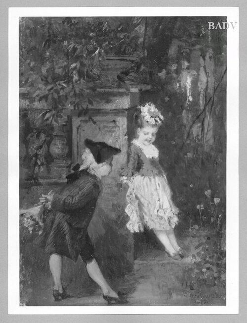 Young couple in Rococo costume, 1872, Friedrich August von Kaulbach