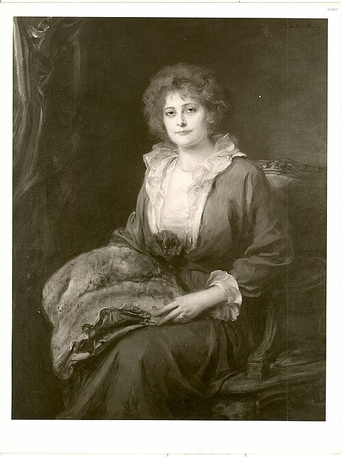 Weibliches Bildnis mit grauen Muff, Frau Prof. Anschütz, 1914, Friedrich August von Kaulbach