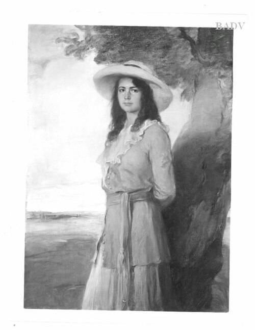 portrait of daughter Hedda with large hat, 1915, Friedrich August von Kaulbach