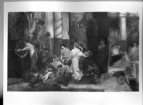 Antic scene (oil sketch), 1875, Friedrich August von Kaulbach
