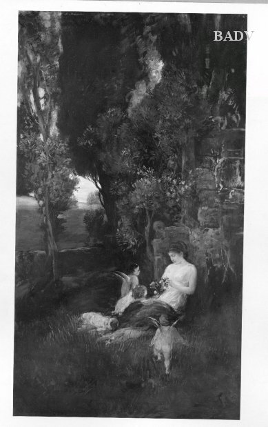 Girl with puttos in landscape, 1875, Friedrich August von Kaulbach