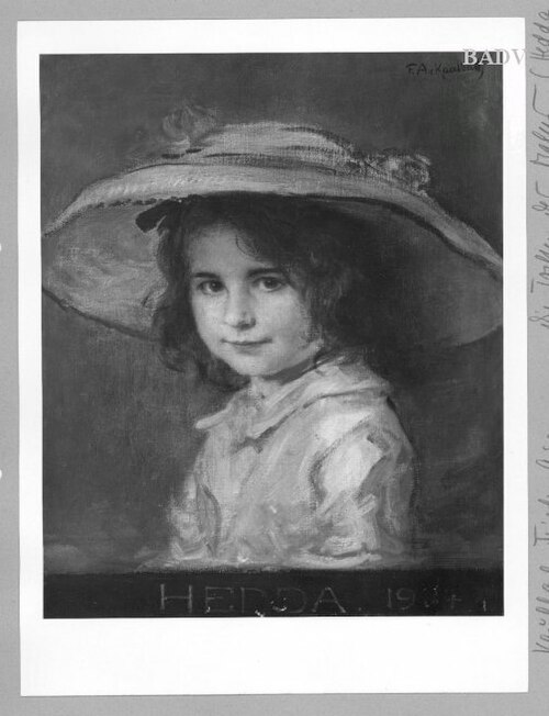 Mädchenbildnis mit großem Strohhut, Hedda, 1904, Friedrich August von Kaulbach