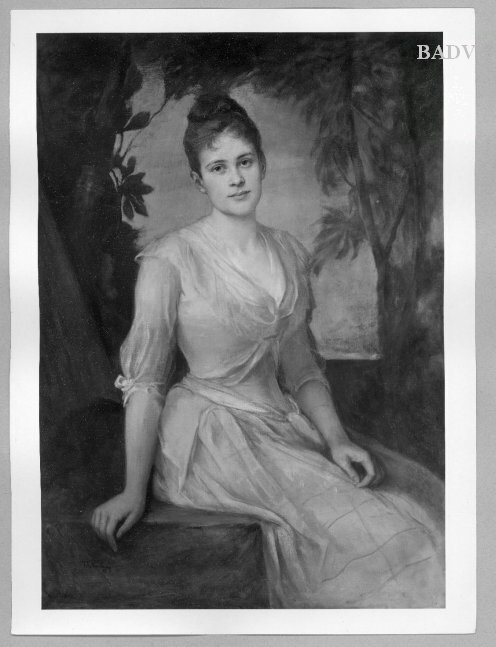 Portrait of a lady in white dress, 1889, Friedrich August von Kaulbach
