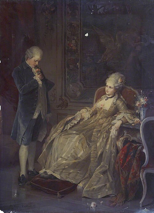 A Man with a Rose and a Woman in an Interior, , Friedrich August von Kaulbach