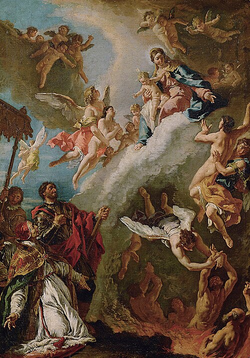 Papa Gregorio e san Vitale implorano la Vergine per le anime nel purgatorio, 1730, Francesco Fontebasso