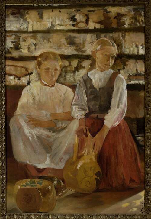 Two girls with a pitcher, 1885, Jacek Malczewski