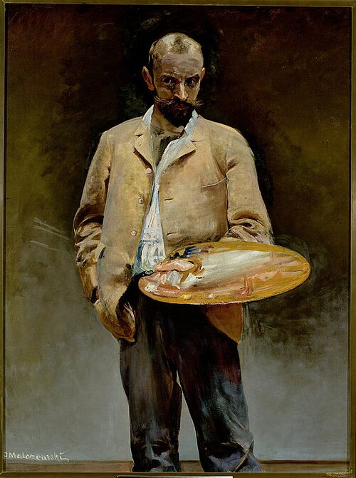 Artist's self-portrait with a palette, 1893, Jacek Malczewski