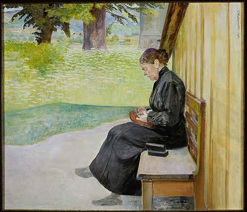 Bronisława, artist's sister, in front of the house, 1921, Jacek Malczewski