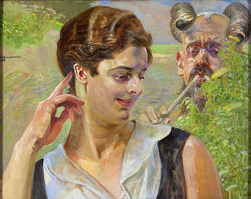 A woman with a faun, 1918, Jacek Malczewski