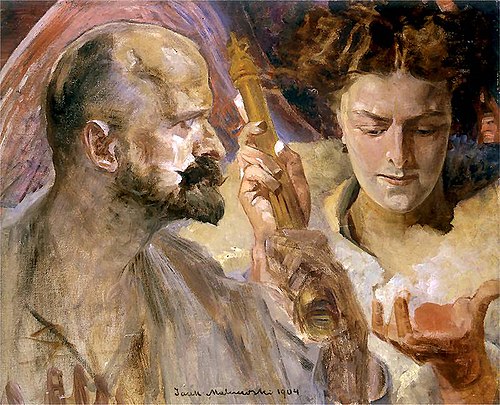 Self-portrait with muse, 1904, Jacek Malczewski