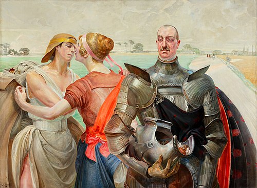 Aleksander Wielopolski z postaciami alegorycznymi (Herkules na rozstajnych drogach), 1920, Jacek Malczewski