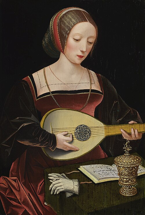 Saint Mary Magdalene playing the lute, 1524, Maître des demi-figures