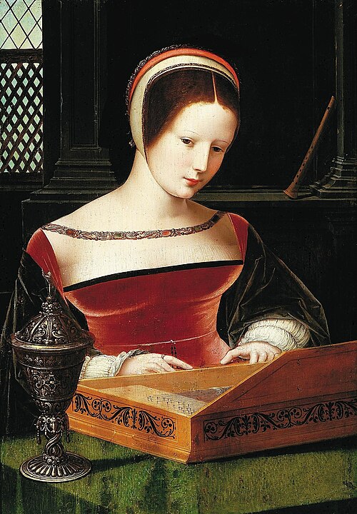 La dame à l'épinette, 1530, Maître des demi-figures