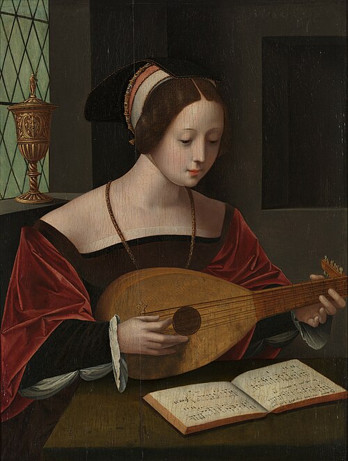 Marie Madeleine chantant avec la luth, 1530, Maître des demi-figures