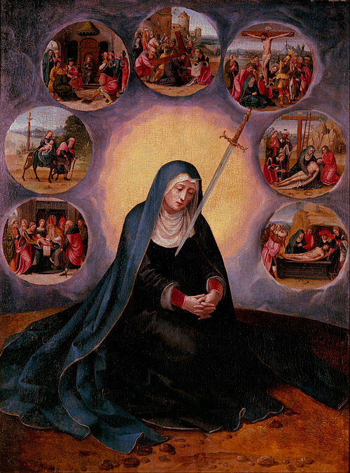 Virgin of the Seven Sorrows, 1550, Maître des demi-figures