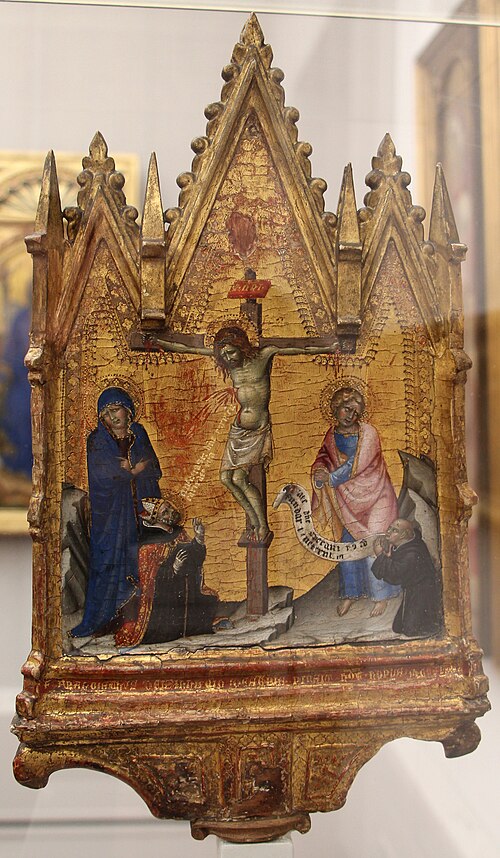 Christ on the Cross between the Virgin and St. John/ Madonna enthroned, 1380, Francesco di Vannuccio