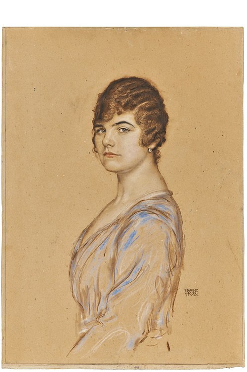 Girl In A Blue Dress, , Franz von Stuck