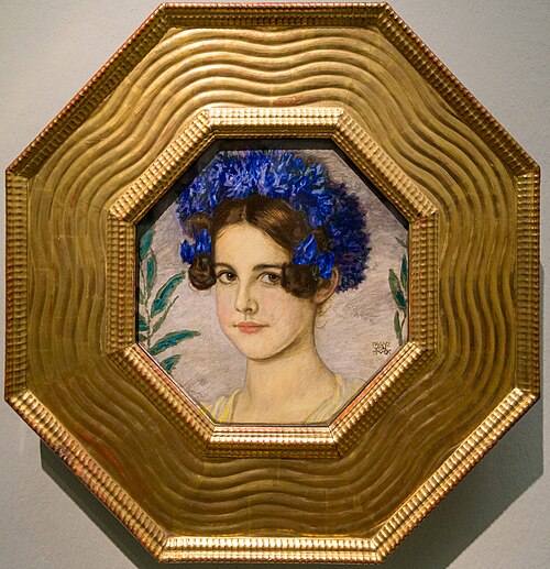 Die Tochter des Künstlers mit Kornblumen im Haar, 1909, Franz von Stuck