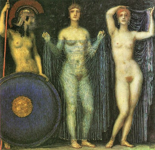 The three goddesses Athena, Hera and Aphrodite, 1923, Franz Stuck