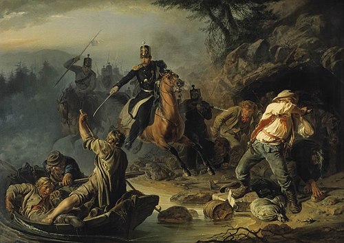 Skirmish with finnish smugglers, 1853, Vasily Khudiakov