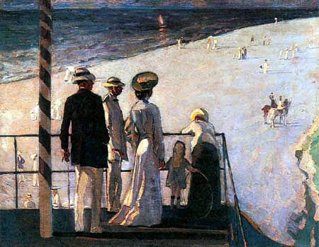 Strand mit Fahnenstange, 1908, Albert Weisgerber