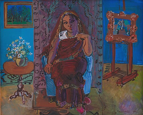 Interiør med indisk kvinde, 1930, Raoul Dufy