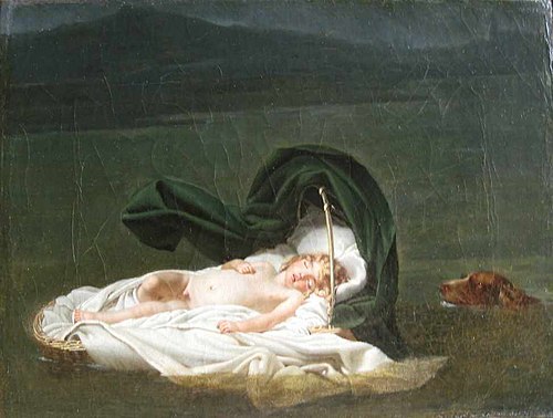 Un enfant dans son berceau, entraîné par les eaux de l'inondation du mois de nivôse an X, 1810, Marie-Denise Villers