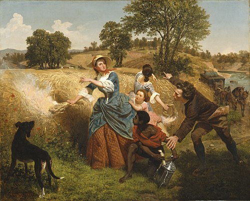 Mrs. Schuyler Burning Her Wheat Fields on the Approach of the British, 1852, Emanuel Leutze