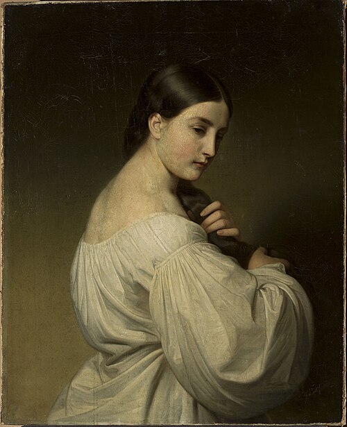 Portrait d'une jeune femme en blanc., 1840, Friedrich von Amerling