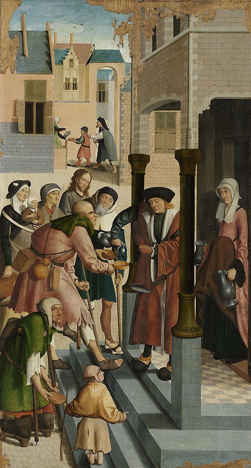 De zeven werken van barmhartigheid. 2: Het laven van de dorstigen., 1504, Maître d'Alkmaar