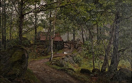 Under trærne, Hoven ved Mandal, 1908, Amaldus Nielsen