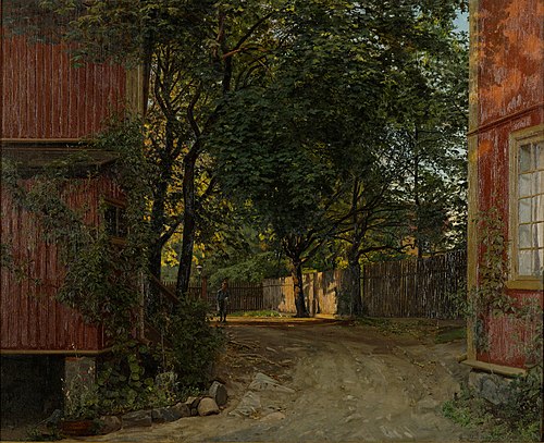 Aftenavisen kommer, Majorstuveien 8, 1900, Amaldus Nielsen