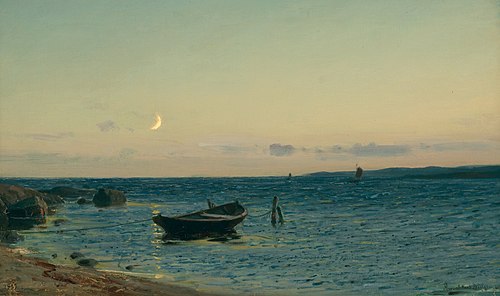 Kveld ved sjøen, , Amaldus Nielsen