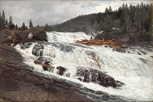 Hylandsfossen, Vinje, Telemark, 1893, Amaldus Nielsen