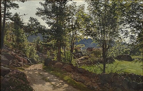 Morning at a country road, Mandal, 1905, Amaldus Nielsen